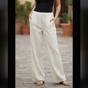 Soft Surroundings resortwear women's cream cotton gauze,trousers,High Rise sz M.